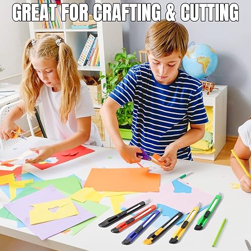 Miniatura 3 de Paquete de 4 cortadores de caja retráctiles, cuchillo utilitario de 0.354 in de ancho, cuchillo Exacto para caja de corte, envoltura, cartón,