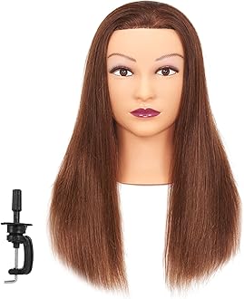 Mannequin Head 20"-22" 100% Human Hair Hairdresser Training Head Mannequin Doll Head Cosmetology Manikin Training Head Hair for Practice Cutting Braiding with Free Clamp Holder 92022LB0414
