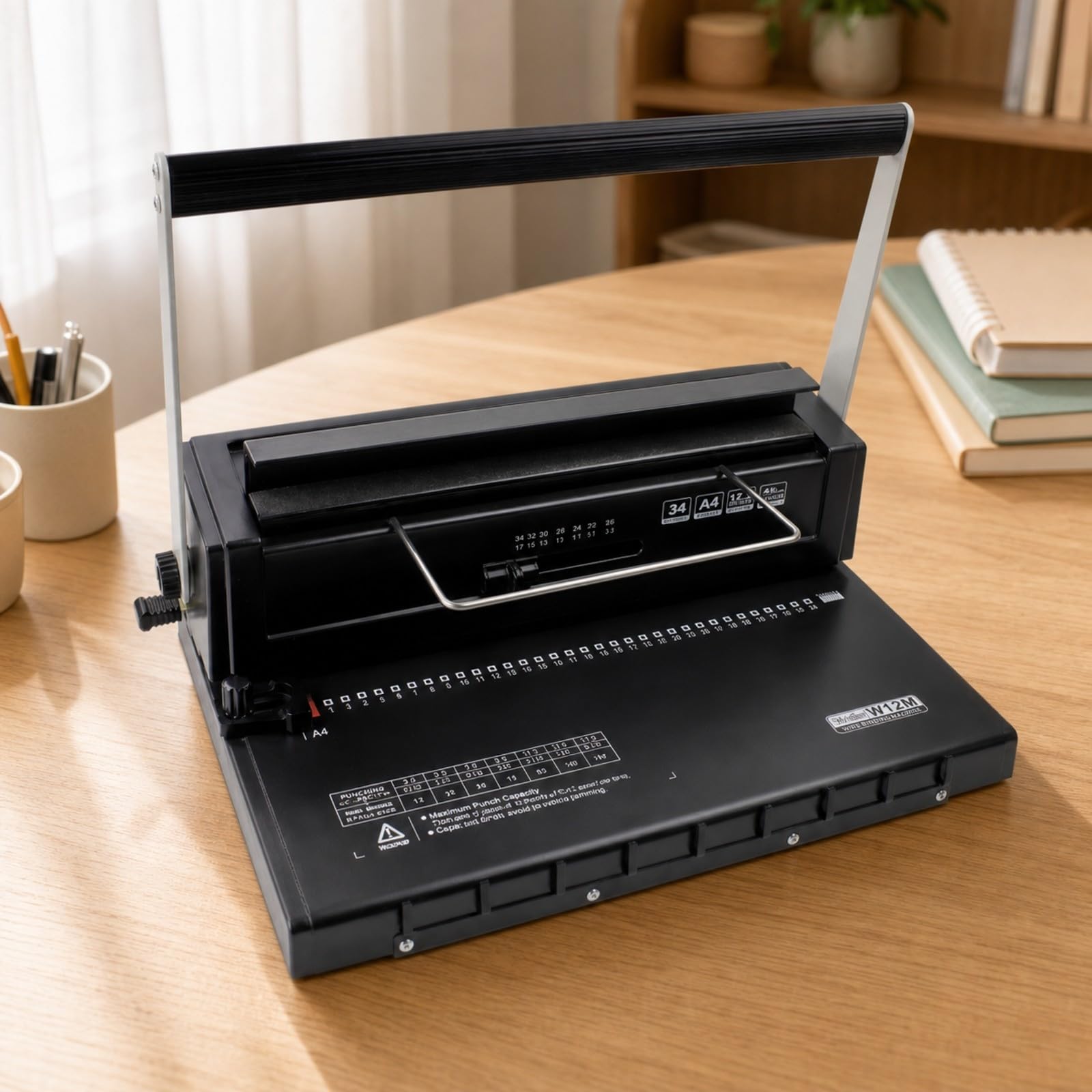 TISHITA Rilegatrice a Doppio Spirale con Perforatore Integrato Regolabile Rilegatrice Manuale a Filo con Doppia Maniglia da Scrivania per Casa