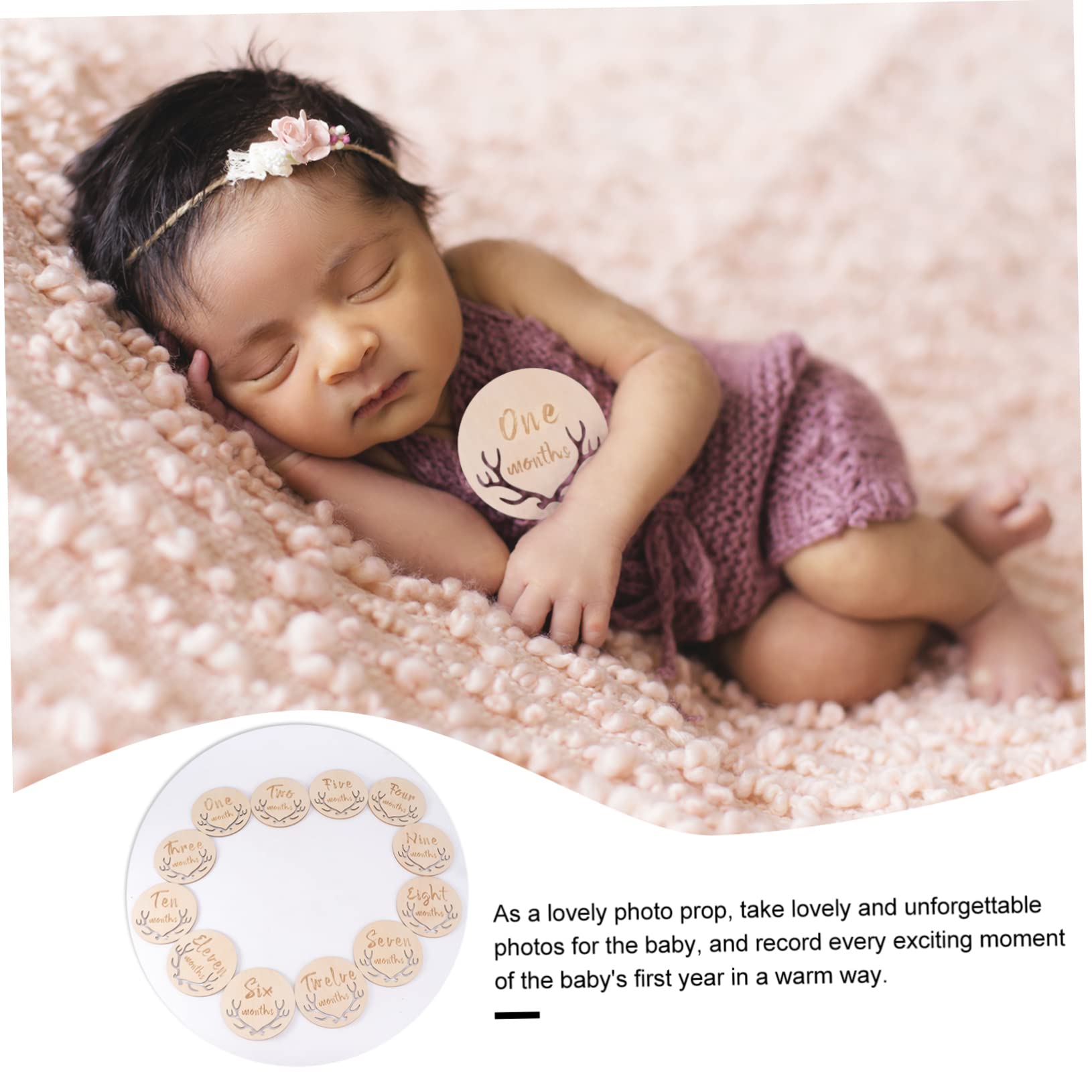 Abaodam Piezas de Accesorios para Fotos de Bebés Placa de Madera para El Nacimiento del Bebé Tarjetas de Crecimiento Mensual