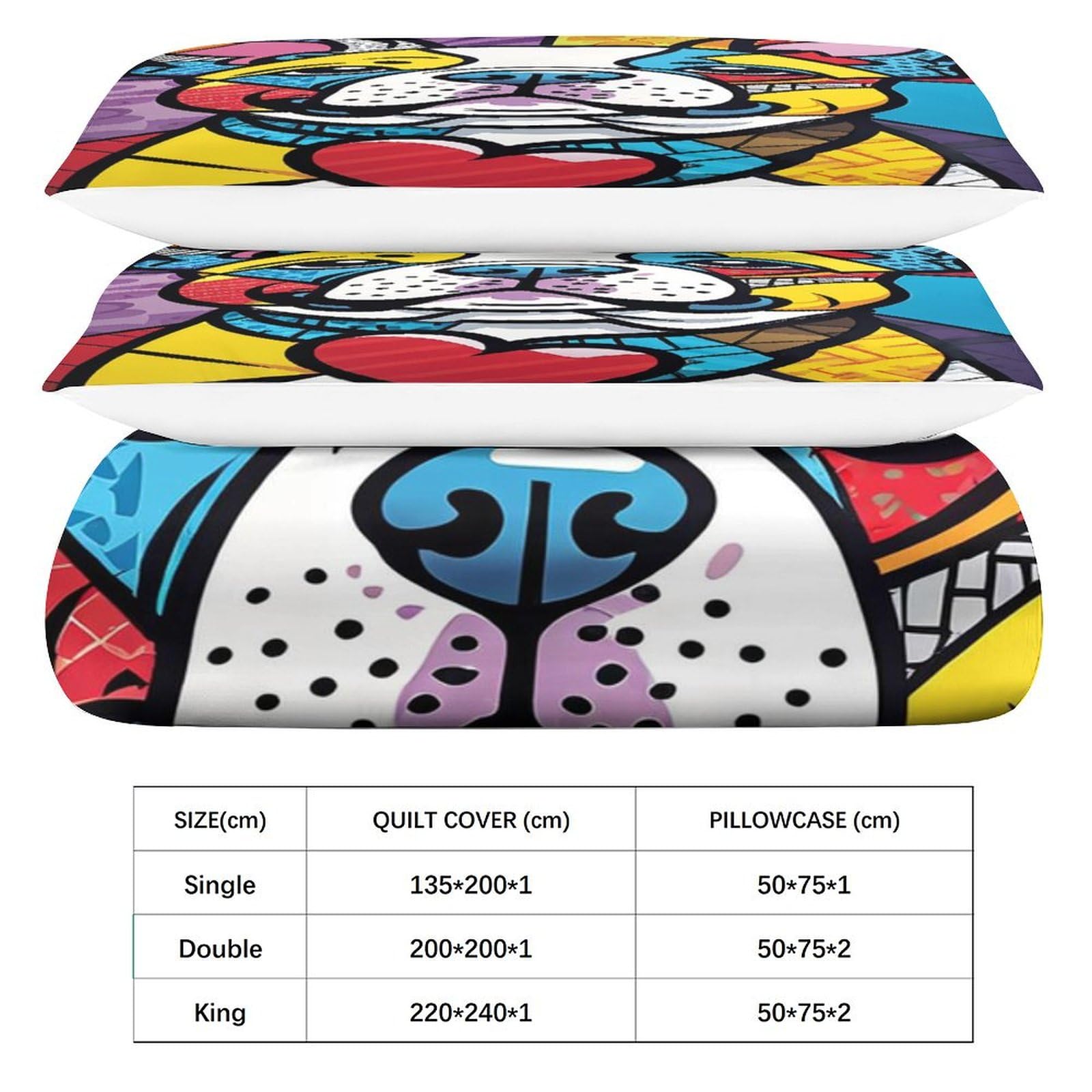 Torodog francés Ropa De Cama 3D Funda Nórdica Funda De Almohada Impresión Moda Bedding para Niño Adolescentes Chico King（220x240cm）