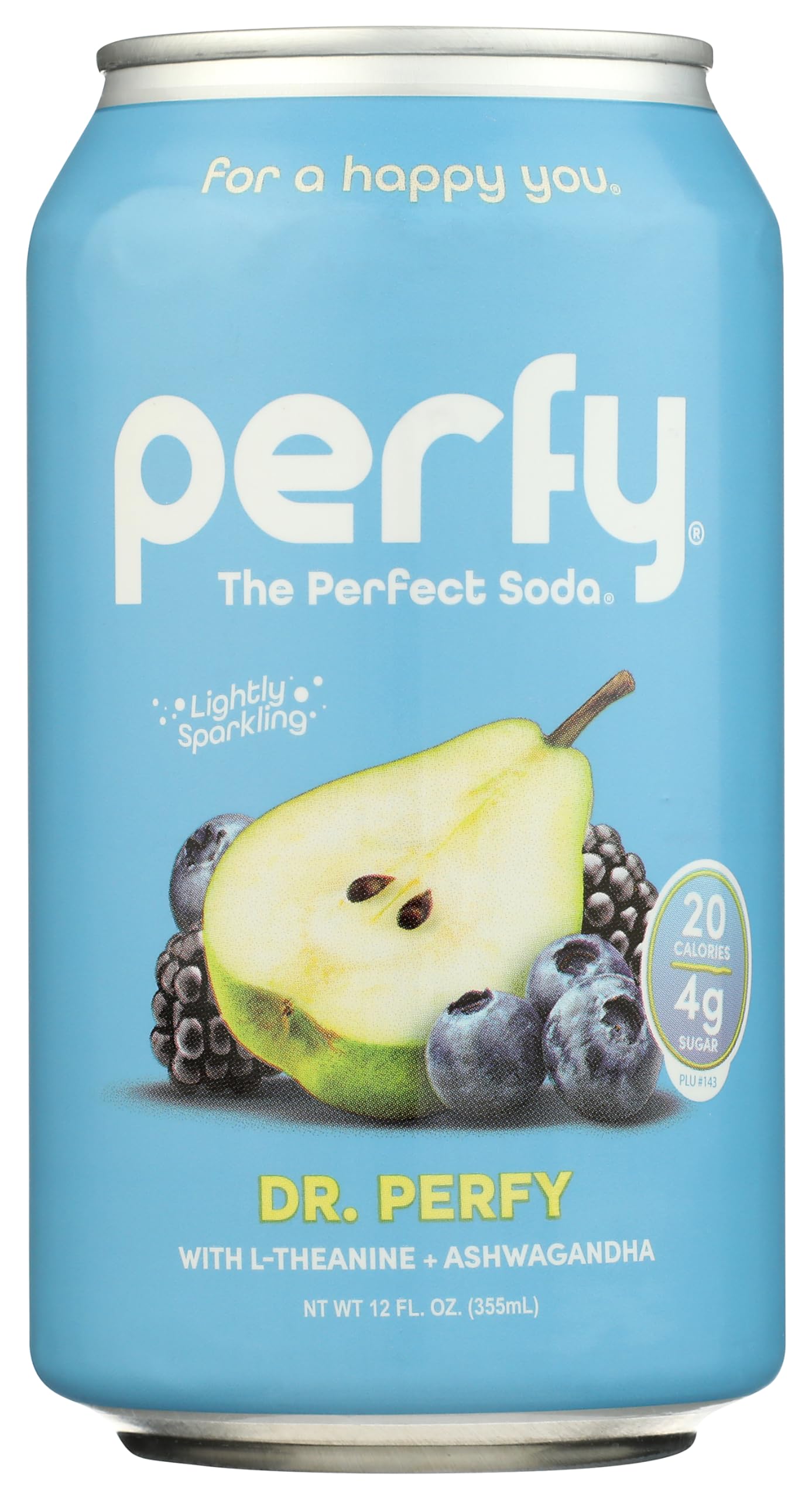 Perfy Dr. Perfy Flavored Superfood Soda, Caffeine Free, No Added Sugar, 12 Fluid Ounces (Pack Of 12)