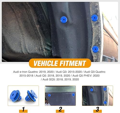 Miniatura 5 de GOOACC 50 piezas de nailon azul para apertura de arco de rueda, guardabarros para exteriores, retenedores con sellador compatibles con VWAudi