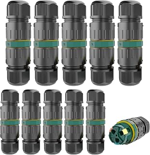 3 Pole Wire Connector Waterproof IP68 External Electrical Junction Box, Electrical Cable Connector, Easy to Install,M20 for Ø5-12mm Wire Range(AC 450V, 16A),UL, (2 Way 3Pin 10 Pack)