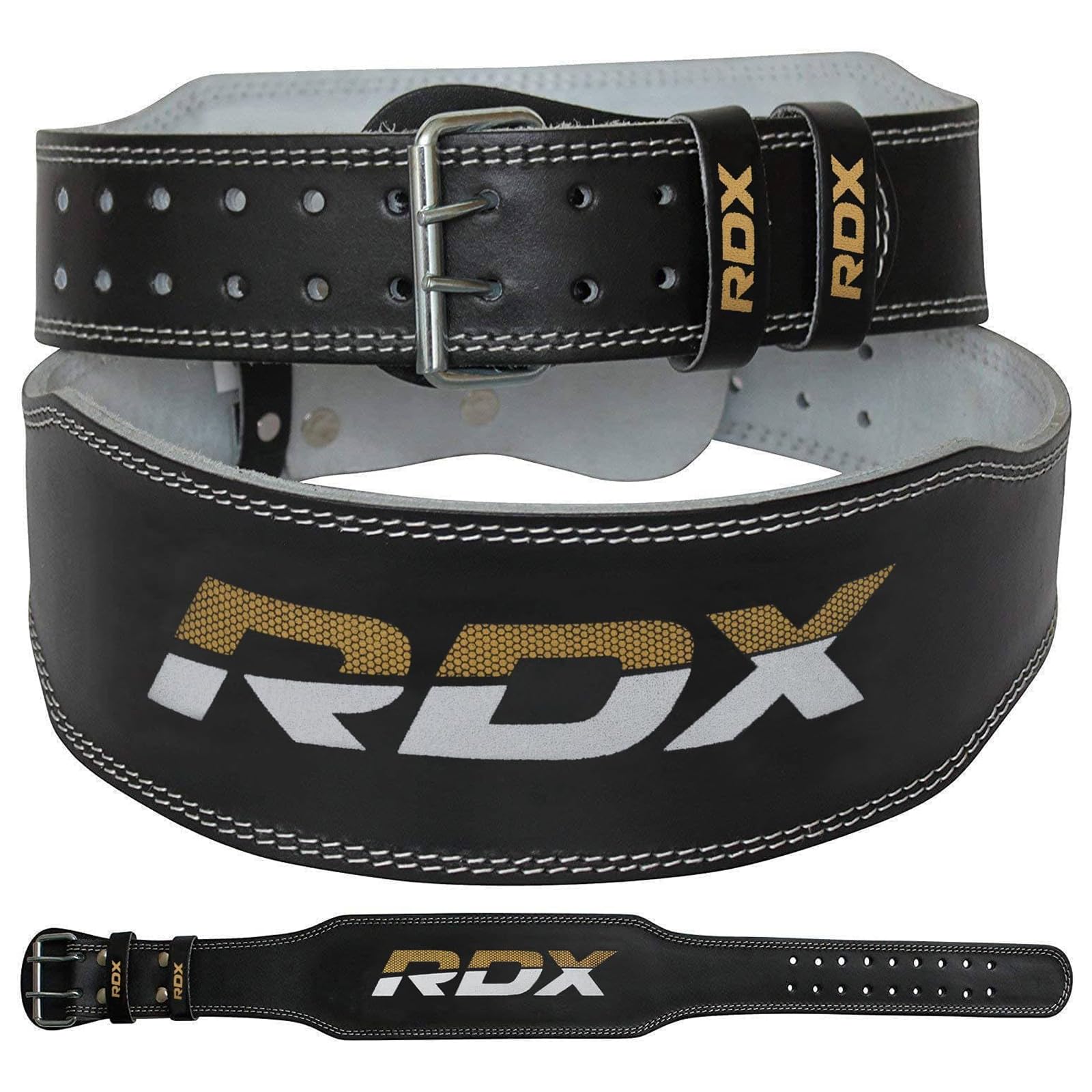 RDX トレーニングベルト パワーベルト リフティングベルト 筋トレ 本革 レザー メンズ レディース (ブラック/M)
