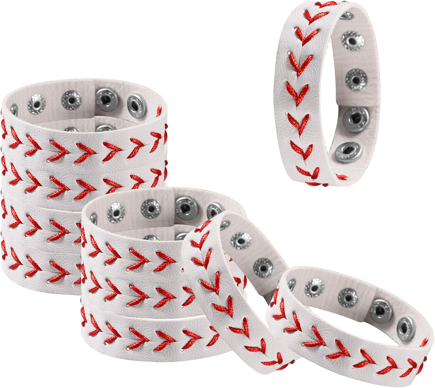 10pcs Baseball Bracelets, Leather Baseball Bangle Cuff Wristband Adjustable Softball Charm Bracelets Sports Team Bracelet Gifts Jewelry for Party Favors Men Women Adults