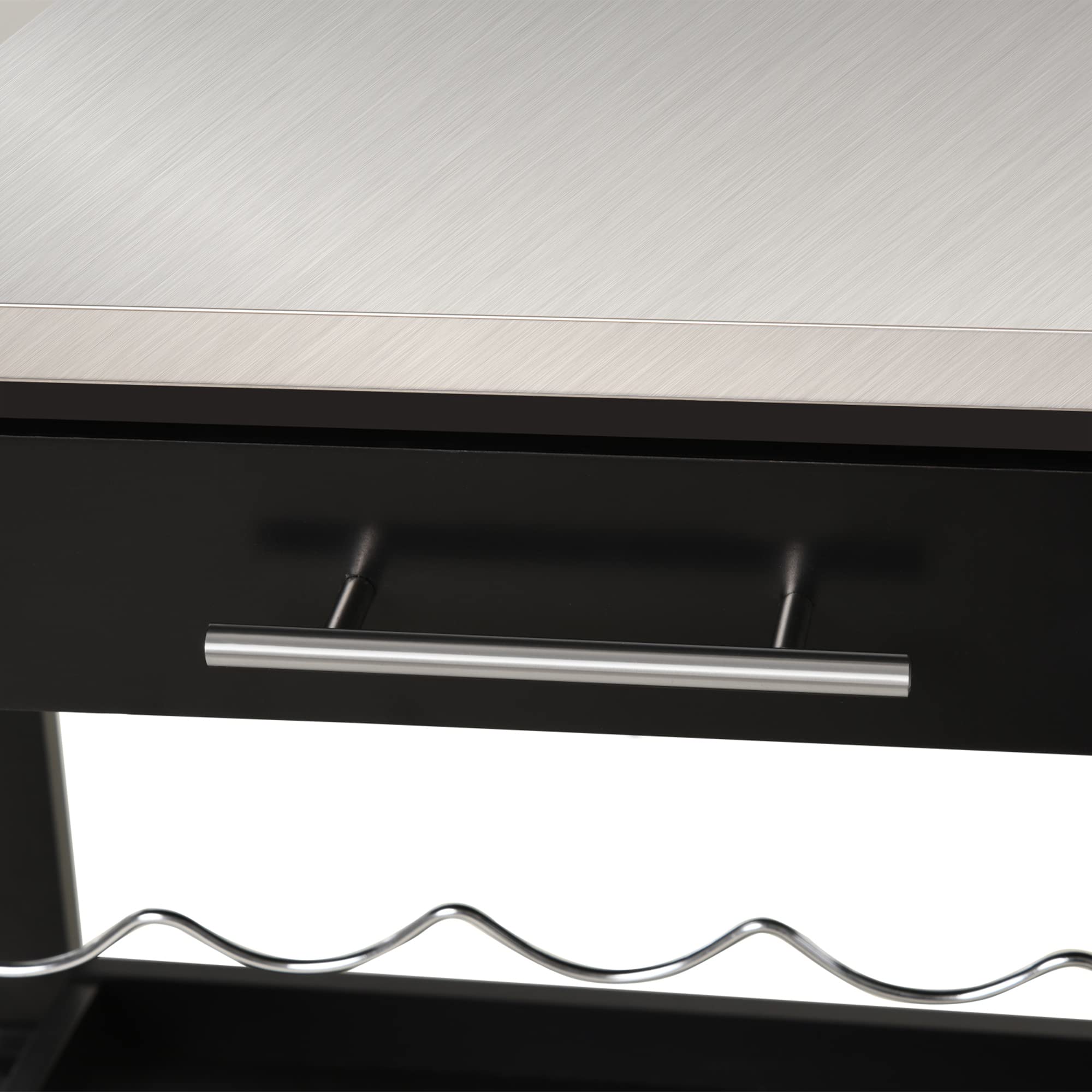 HOMCOM Carrello di servizio tavolo da 60 x 40 x 85 cm, colore: Nero | Tavolo Rotelle, Ripiano, Conservazione Bottiglia, Vassoio Acciaio Inox