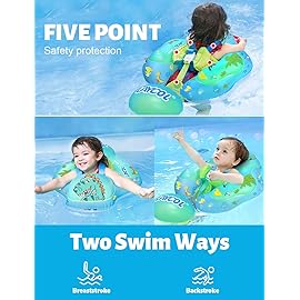 LAYCOL Baby Swimming Float Inflatable Baby Pool Float Ring with Sun Protection Canopy,add Tail no flip Over for Age of 3-36 Months (Dinosaur, S)