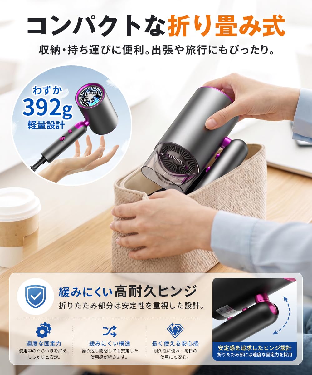 Amazon | ドライヤー 大風量 3億高濃度マイナスイオン 軽量・静音