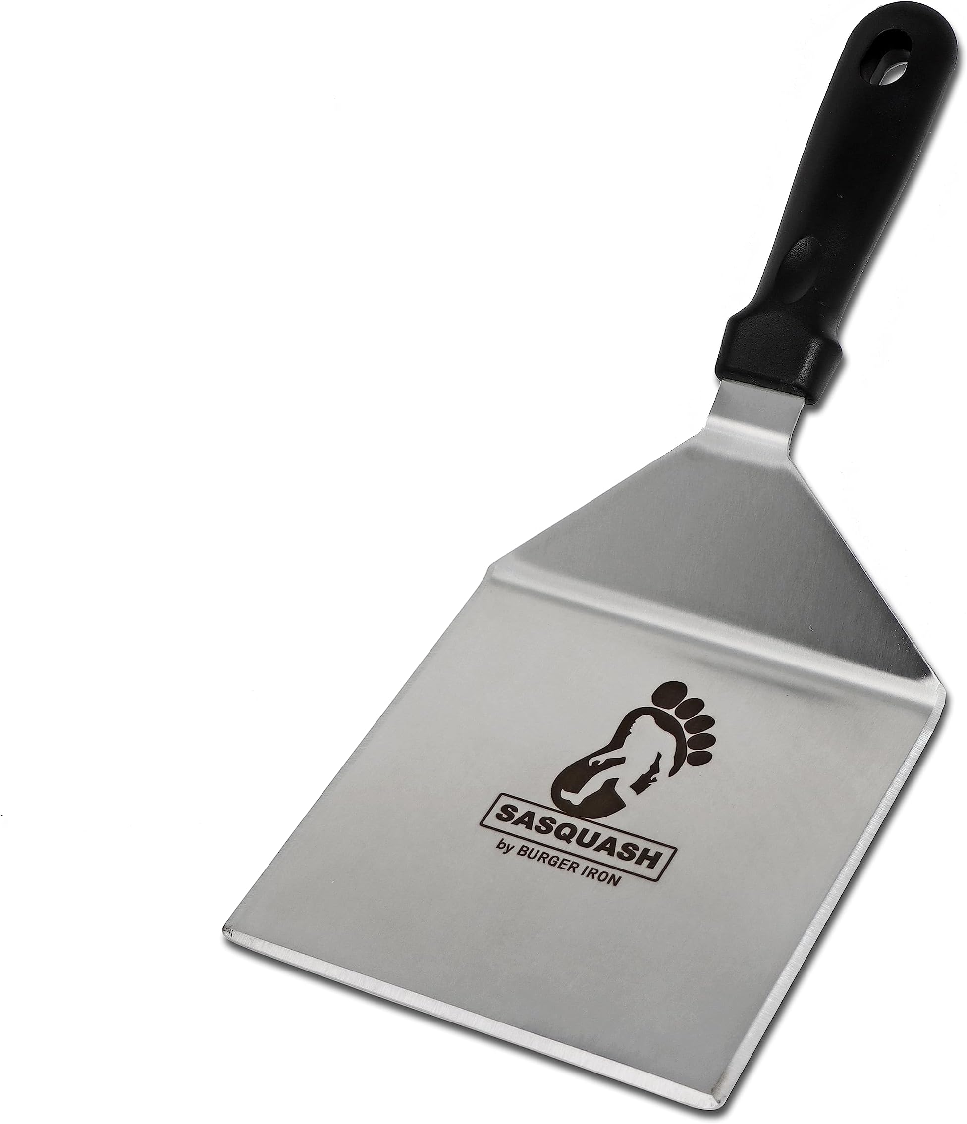 Sasquash Mammoth Smash Burger Spatula, Stainless Steel, 6 x 5.5 Inch Blade | Extra Wide Turner Built For Kitchen Use, Heavy Duty Flat Top Cooking Tool, Griddle Cooking Essential Item, Cookout Season