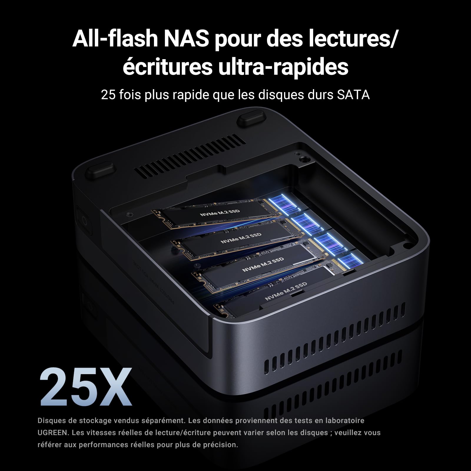 UGREEN NASync DXP480T Plus, NAS Flash SSD 4 Baies, processeur Intel i5 1235u, 8 Go de RAM DDR5, SSD 128 Go, Port 10 GbE, Wi-FI 6, 4 emplacements M.2 NVMe, HDMI 8K, 2 Ports TBT4 (sans Disque)