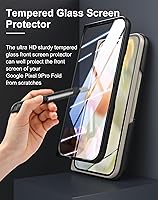 Vista 5 de Eastcoo Funda delgada de cuero para Pixel 9 Pro Fold (2024), [protector de pantalla integrado] soporte de carga inalámbrica, funda protectora