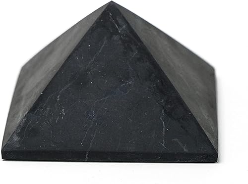 Shungite Club Shungite Pyramid - Figura de cristal de protección Shungite de piedra negra sin pulir, para meditación, 3.150in de energía positiva