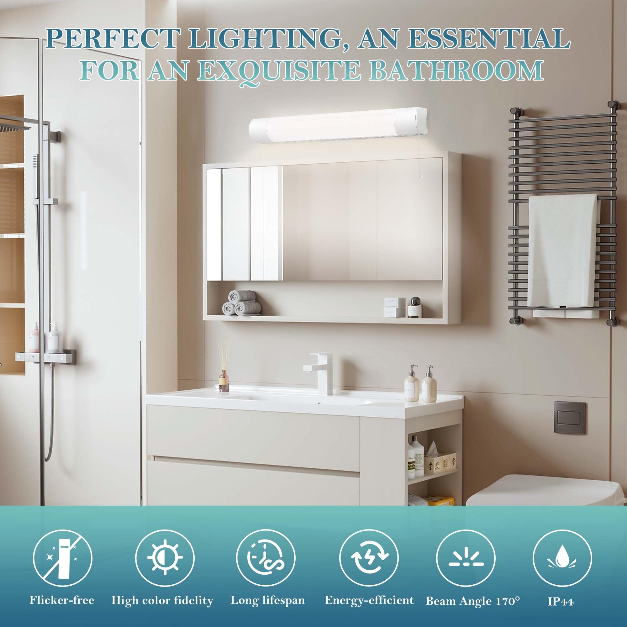 IMVSINCERE 12W Applique Salle de Bain Avec Interrupteur,IP44 54CM lumiere avec prise,4000K 1200LM Applique Led Salle de Bain avec prise de rasoir (54CM)