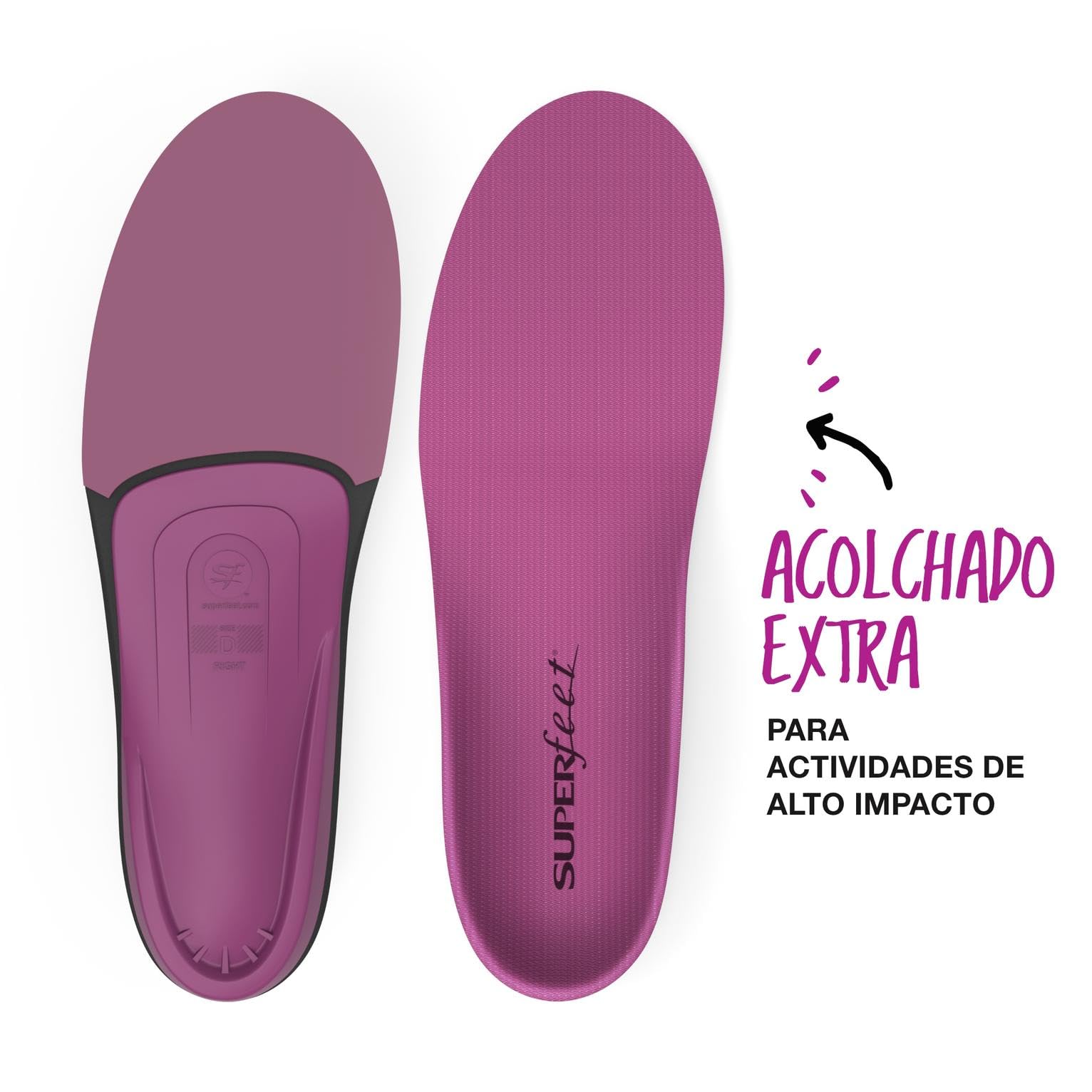 Superfeet Plantillas Ortopédicas Recortables para Zapatillas de Mujer, EU 42 – 44 | Plantillas Recortables de Alto Impacto, Soporte de Arco Medio a Alto para Zapatillas de Deporte de Mujer, Control de Olores