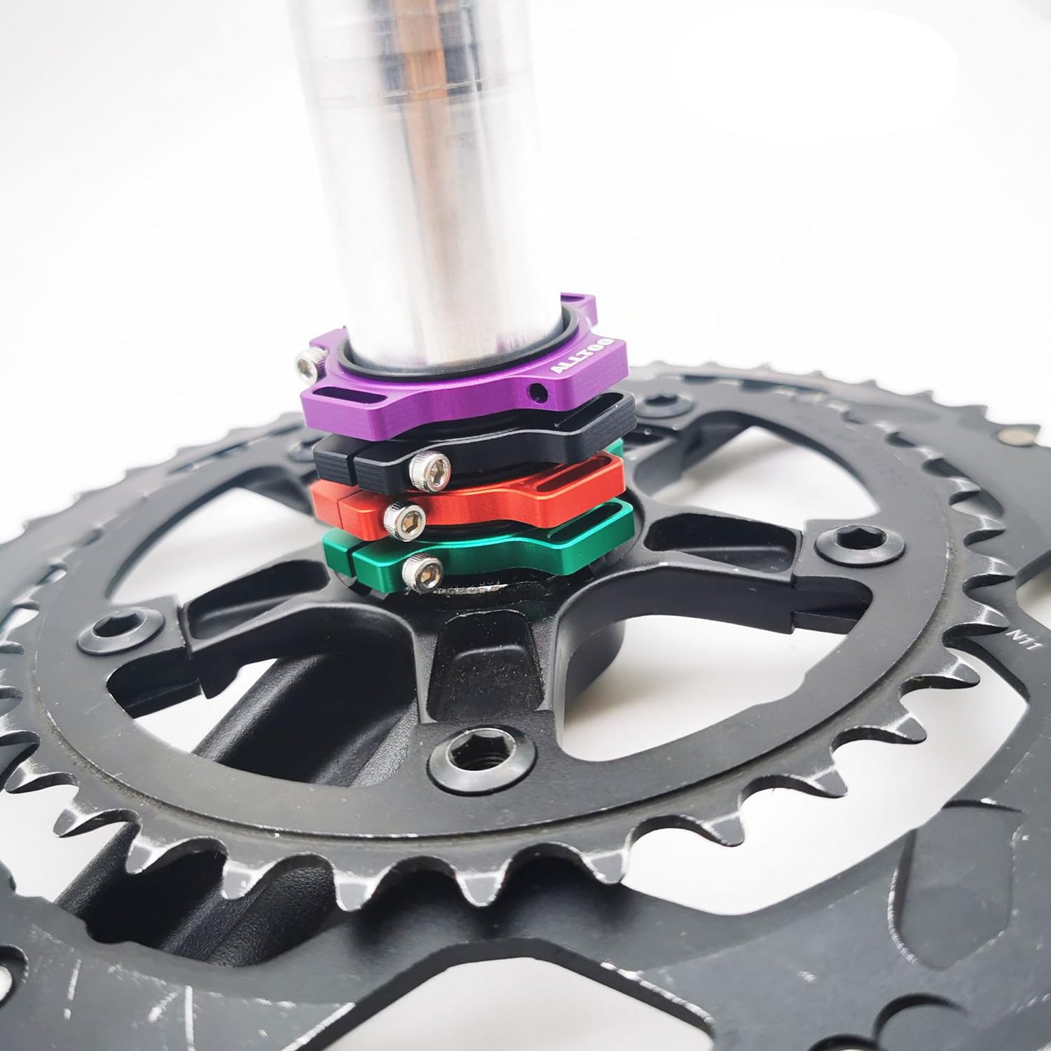 Precargador de Manivela Ajustador de Plato de Bicicleta de Aleación de Aluminio Husillo 28,99 mm Anillo Roscado Negro