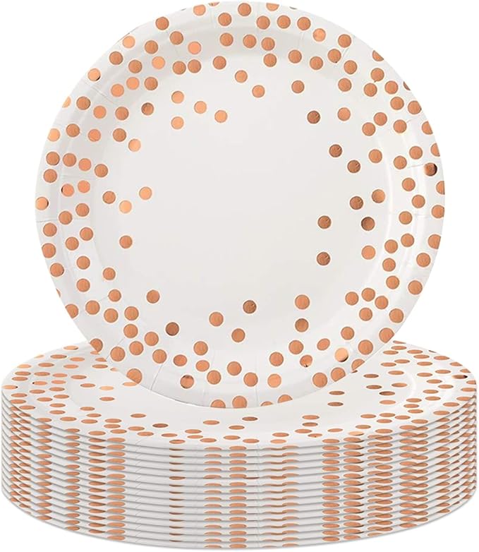 CheeseandU 50Pcs Disposable White and Rose Gold Paper