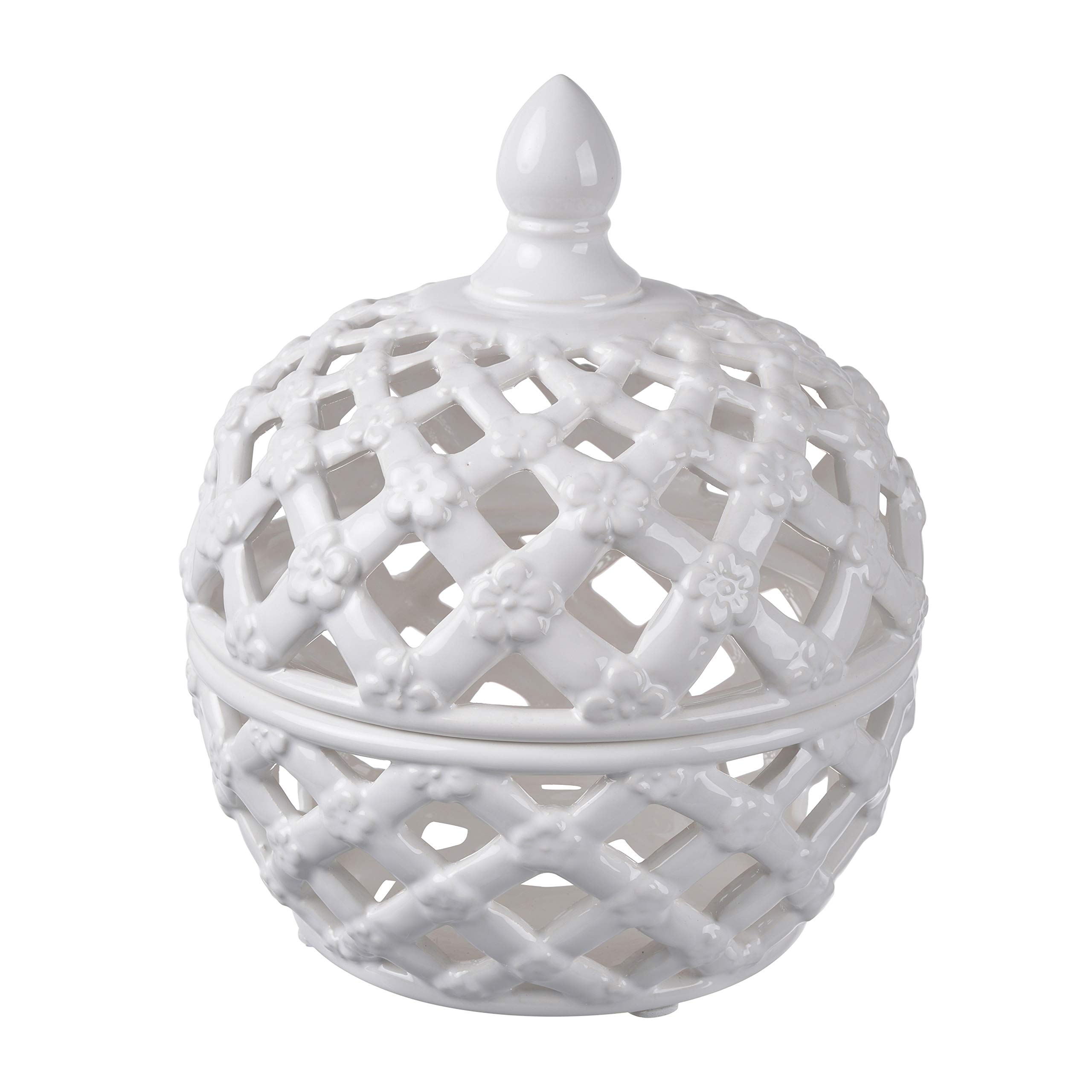 Pot décoratif en céramique haut de gamme blanc à motif fleur S