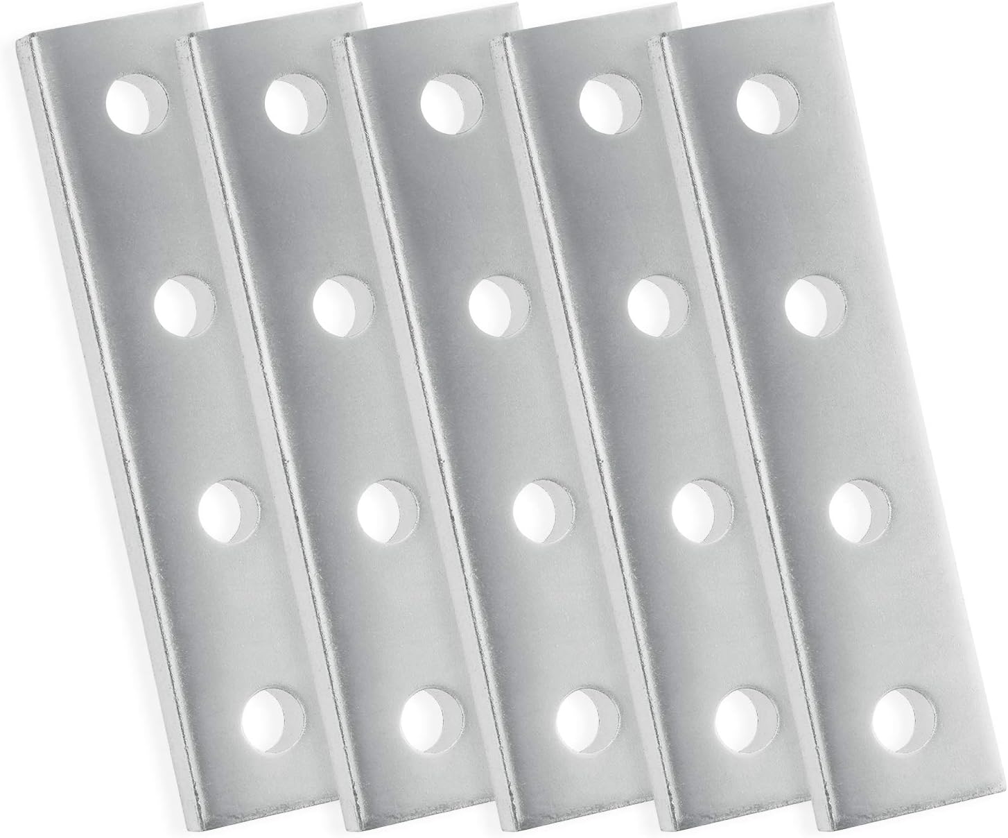 OHLECTRIC (5 Pack) 4-Hole Joist Splice Plates – Premium Zinc Electroplated Steel | 1-5/8" x 1/4", 9/16" Holes – Heavy-Duty Brackets for Wood, Metal, Framing & Furniture Repair