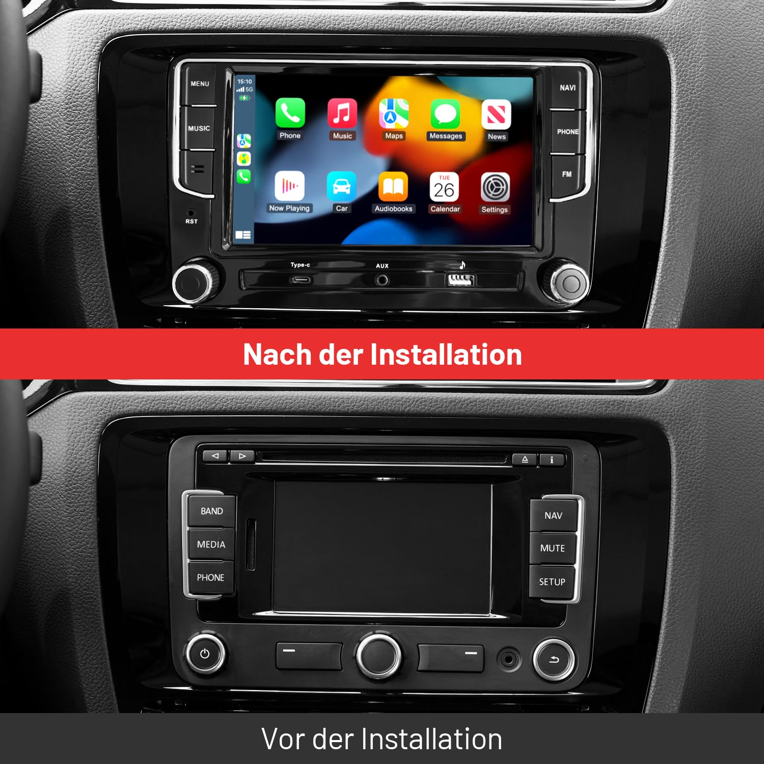 Linux 7-calowe radio samochodowe Bluetooth z ekranem do VW Golf Passat Tiguan Jetta, Wireless CarPlay i Android Auto, Mirror Link, posiada oryginalne przyciski, USB, obsługa oryginalnej