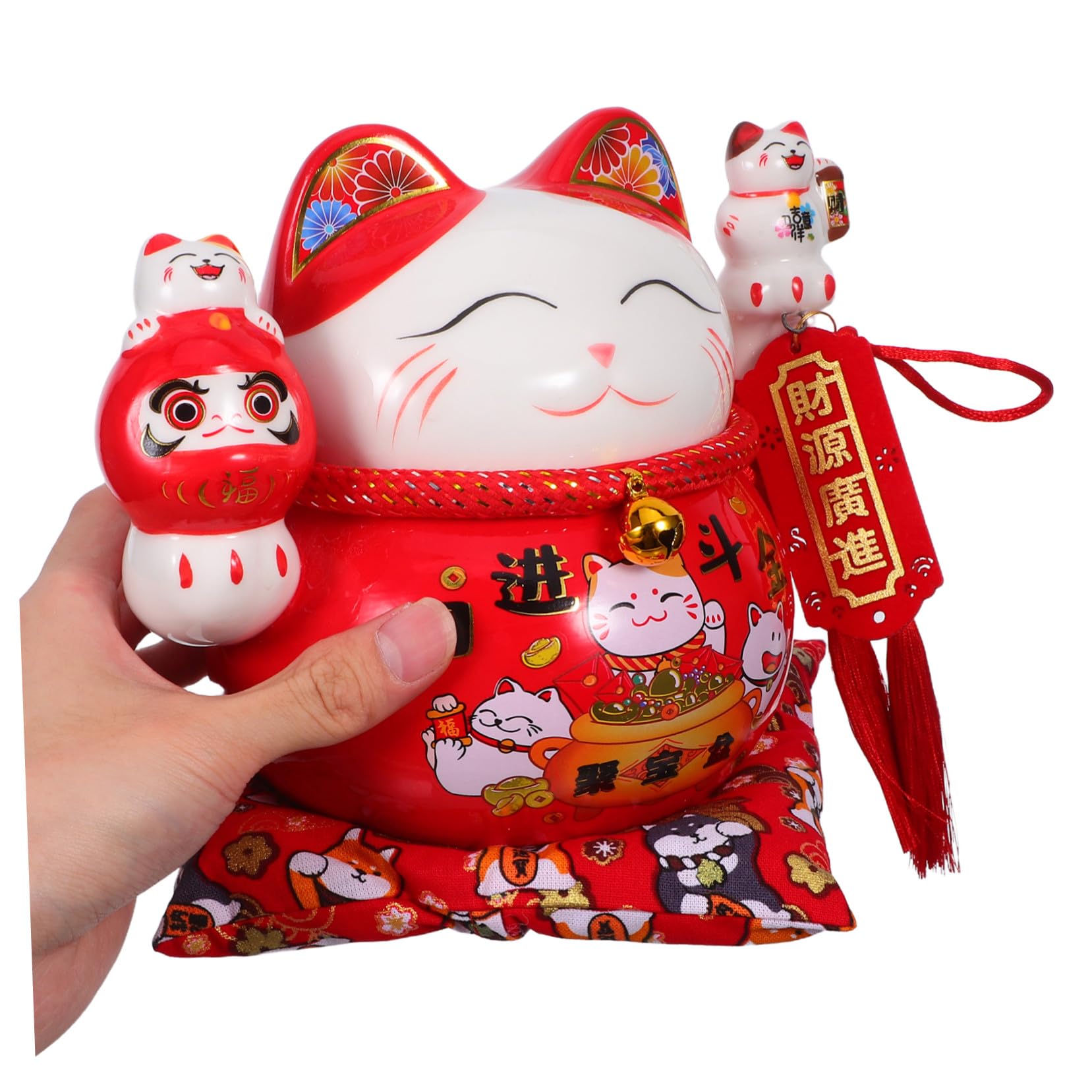 TOPBATHY Keramik-spardose in Form Einer Katze Traditionelle Maneki Neko Figur als Heimdekoration und Geldsparer Chinesisches Ornament für Tischdekoration