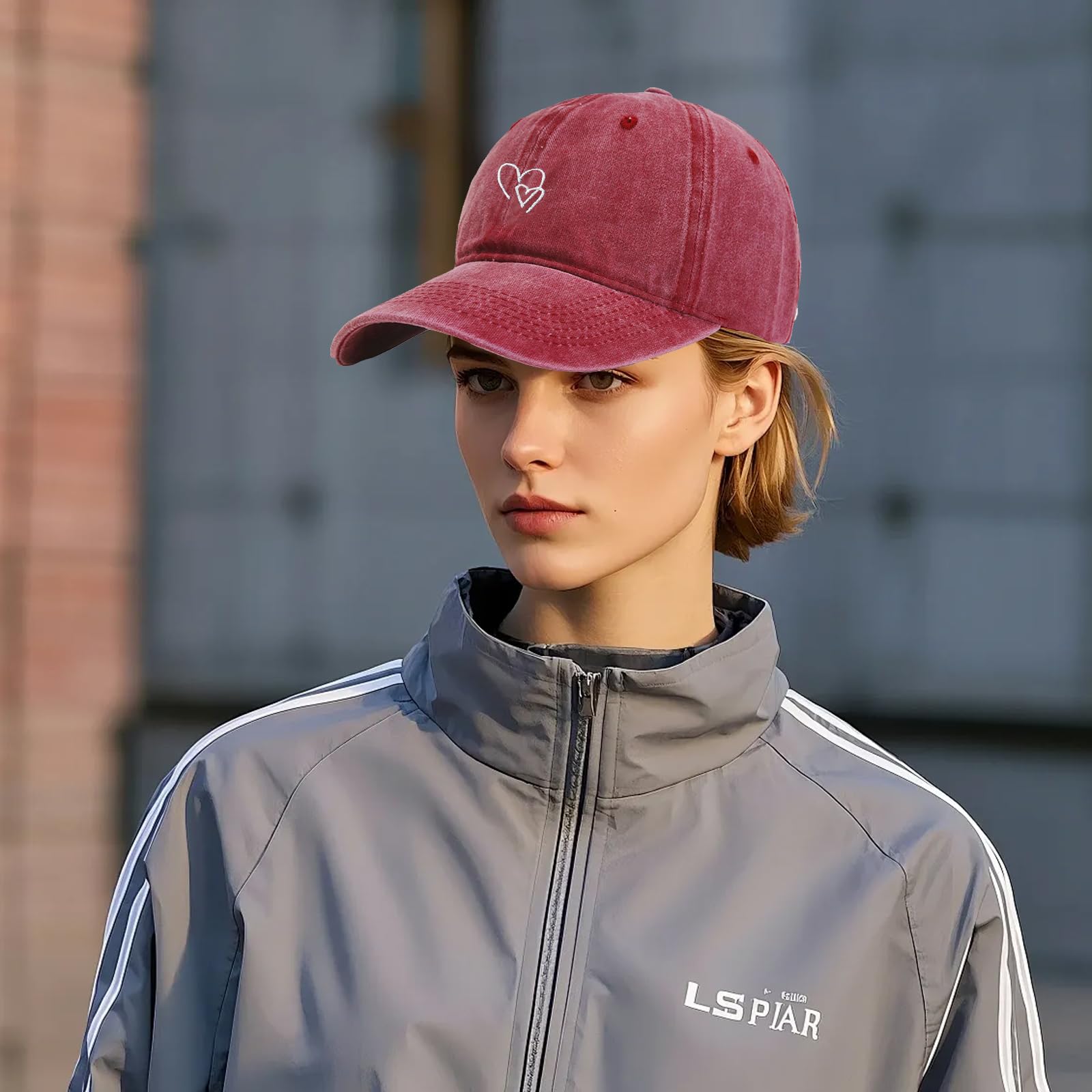 Casquette Femme ete en Coton Rétro avec Amour Broderie, Casquette de Baseball Vieux Lavée, Casquette Baseball Femme, Sport Outdoor Chapeau, pour Hommes et Femmes