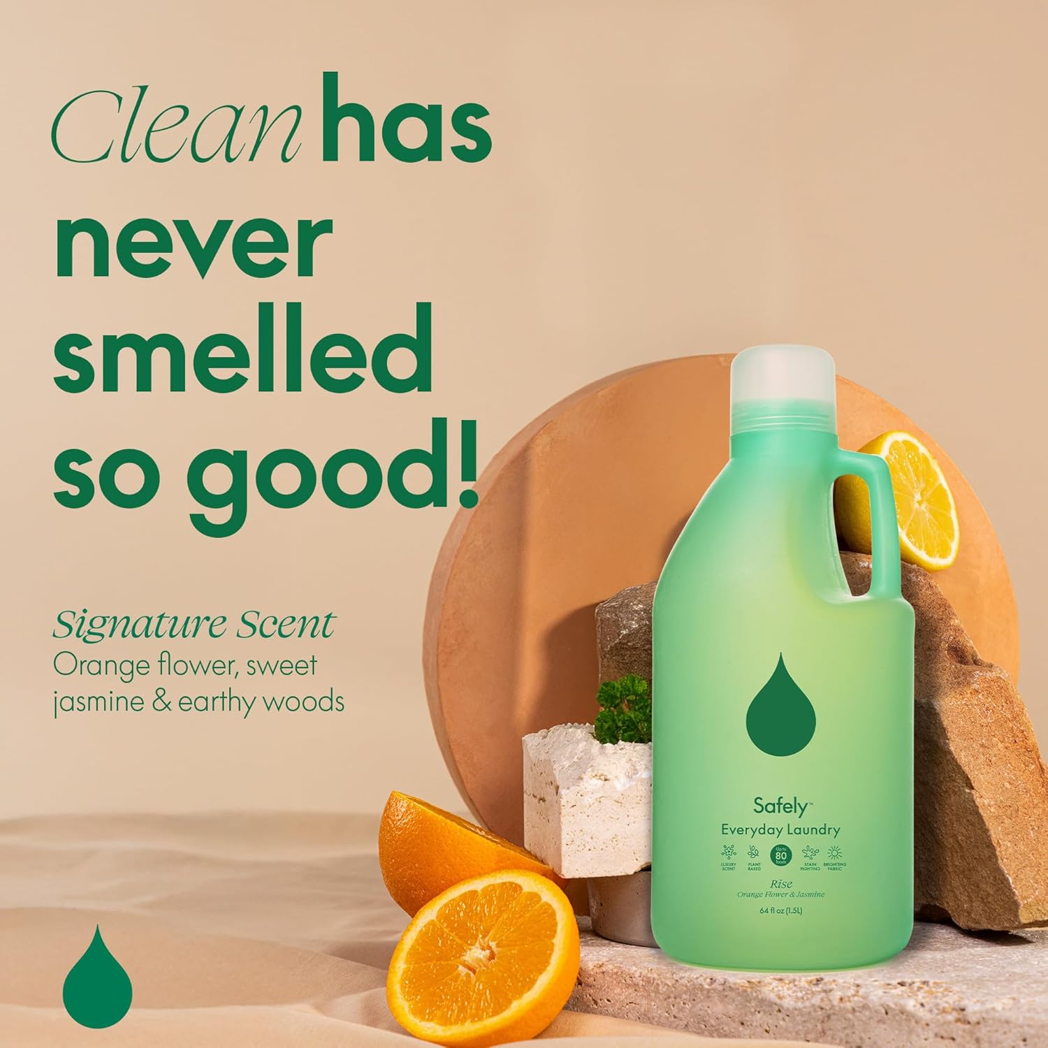 Safely Everyday Laundry Detergent Liquid Soap,Rise 1 Pack–Plant Powered,Natural & Highly Concentrated-Fight Stains & Wash Away Dirt, Impurities While Preserving Colors, Gentle On Skin, 64 fl oz