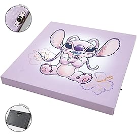 Disney Stitch 4-Pack Canvas LED Wall Art Set,Childrens Hanging Wall Dcor for Bedroom & Playroom, Each Piece 11 x 11