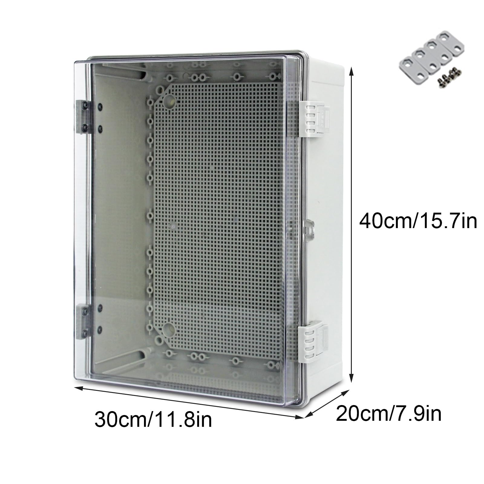 Elektrische Anschlussdose aus ABS, Elektrische Anschlussdose aus Kunststoff, Transparente PC-Abdeckung, mit Verschlussschnalle(40x30x20cm/15.7x11.8x7.9in)