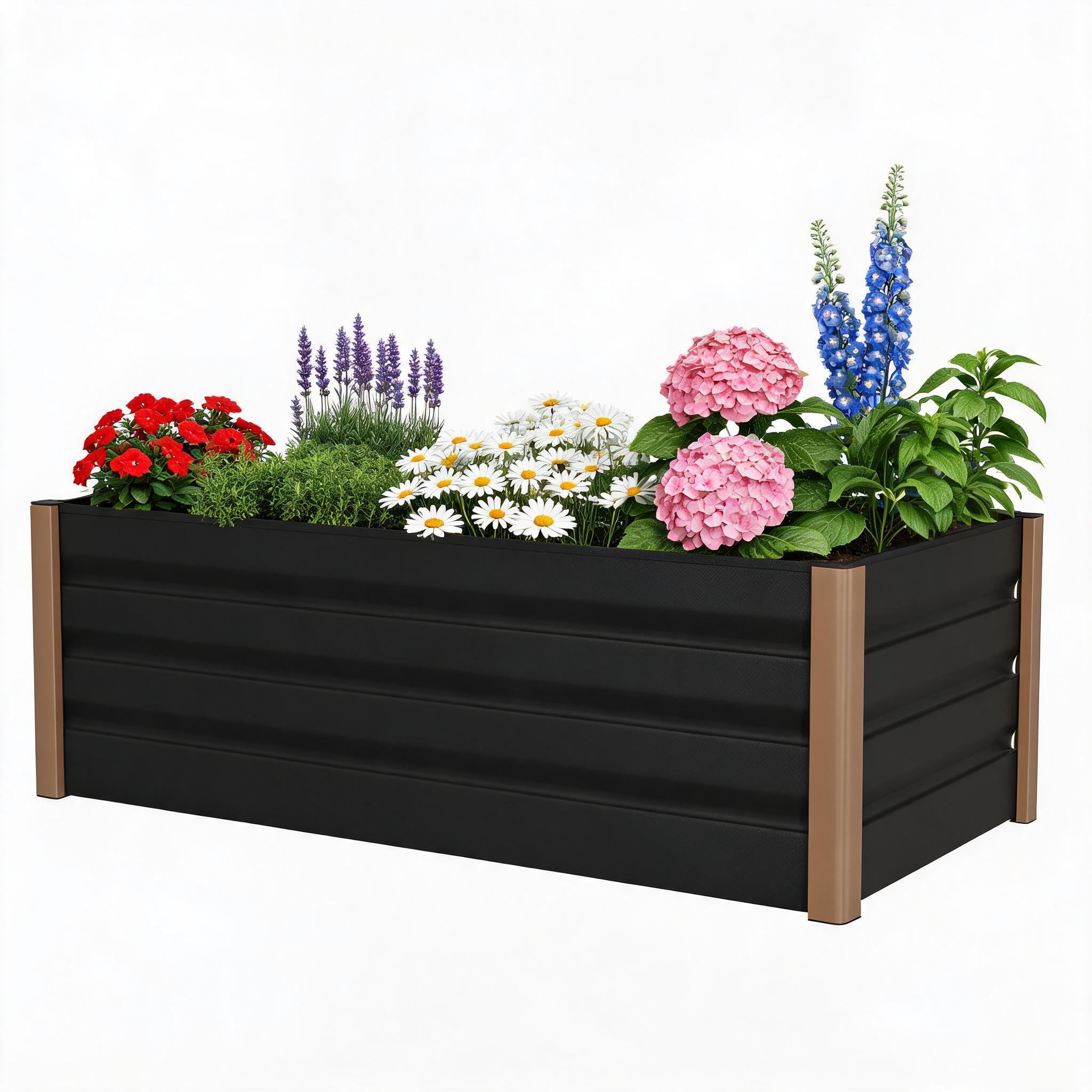 Garvee Aluminium Raised Garden Bed 200cm, Heavy Duty Metal Planter Box