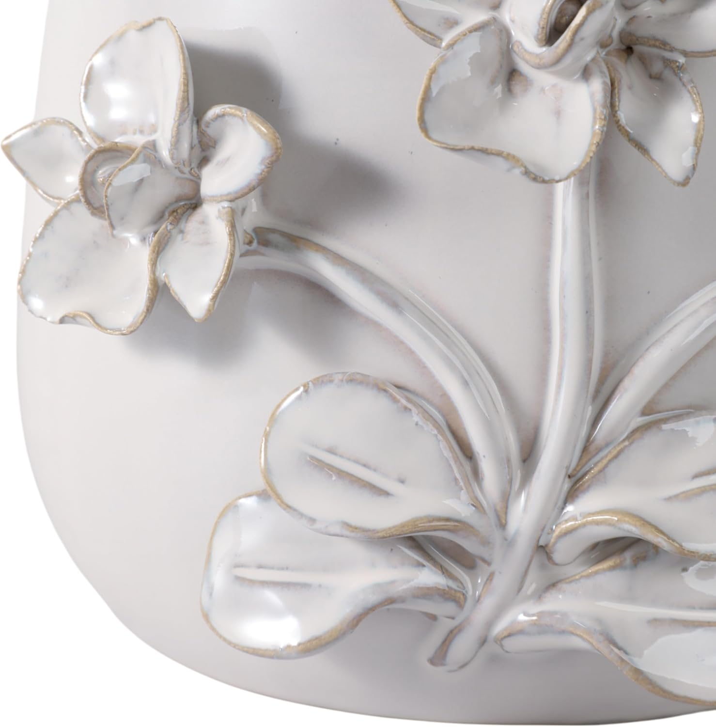 Ceramic Planter and Flower Pot for Home Decor – Elegant Plant Pot with Sculpted Floral Detail for Indoor and Outdoor Use – Adds a Romantic Touch to Garden, Patio, Living Room, or Shelf – 6" Ivory