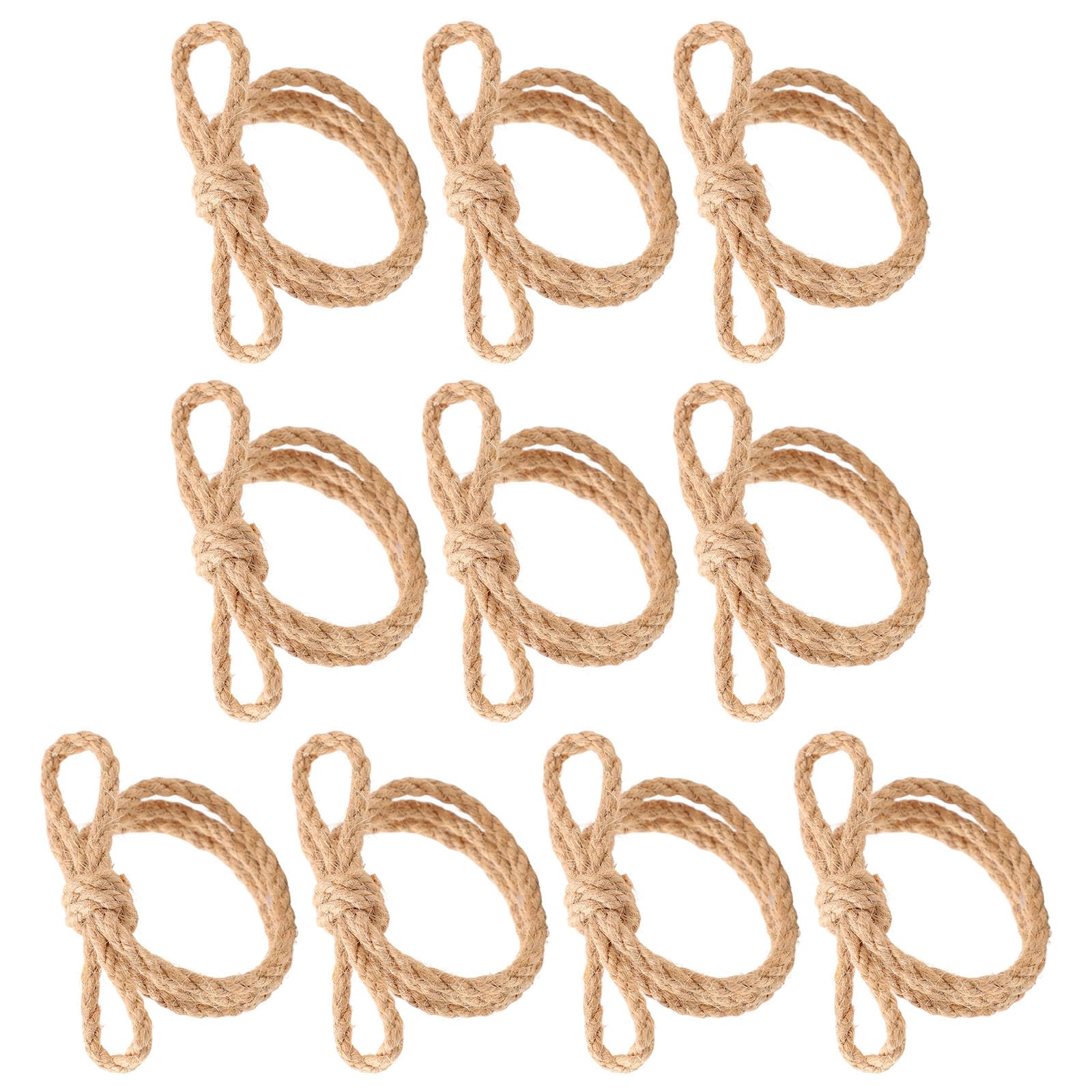 CAZSTYK 10 Piece Handcrafted Linen Napkin Rings with Bowknot Braided Rope Holders for Farmhouse Dining Table Decors Bowknot Rings