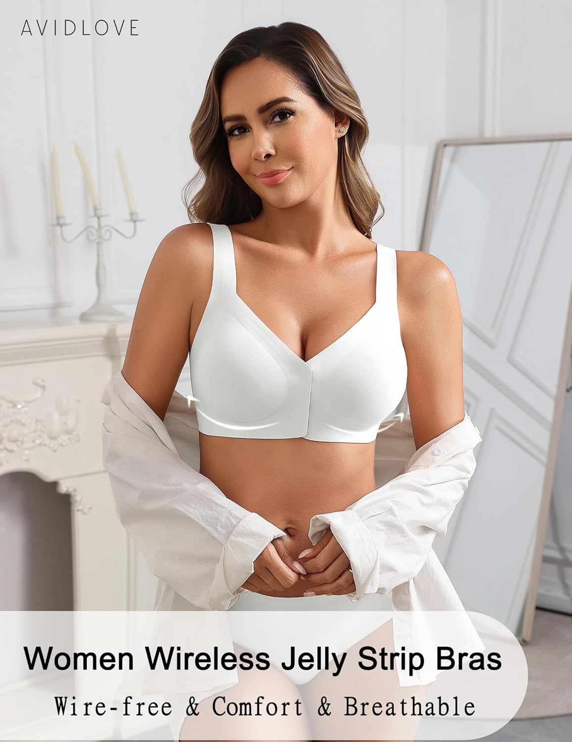 Avidlove Bras for Women No Underwire Front Closure Bra Seamless Bralette Full Coverage Everyday Bras Wireless Brassiere - Image 5