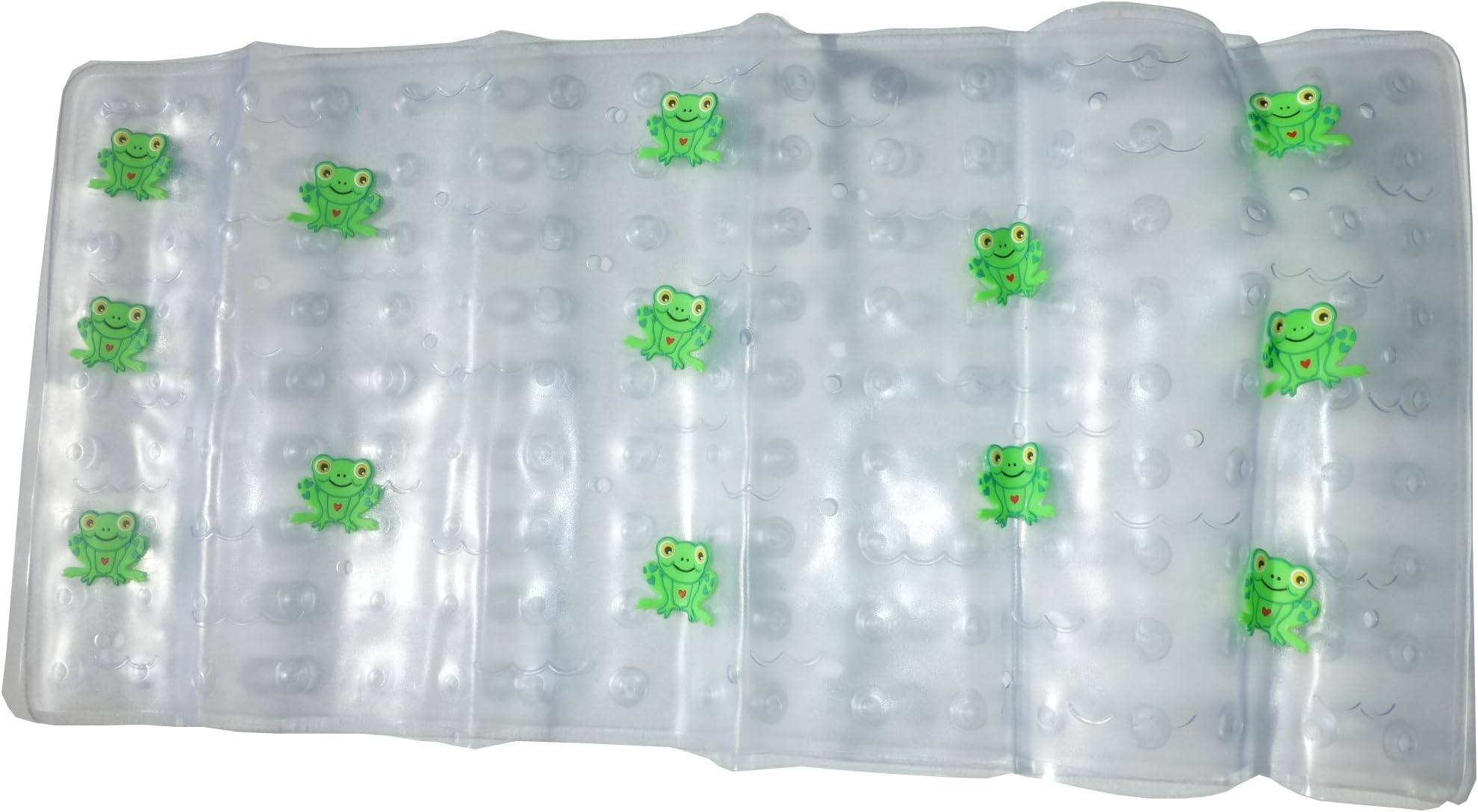 Kids Childs Baby Safety Large Long Strong Suction Anti Non Slip Bath Shower Mat (Green Frogs)