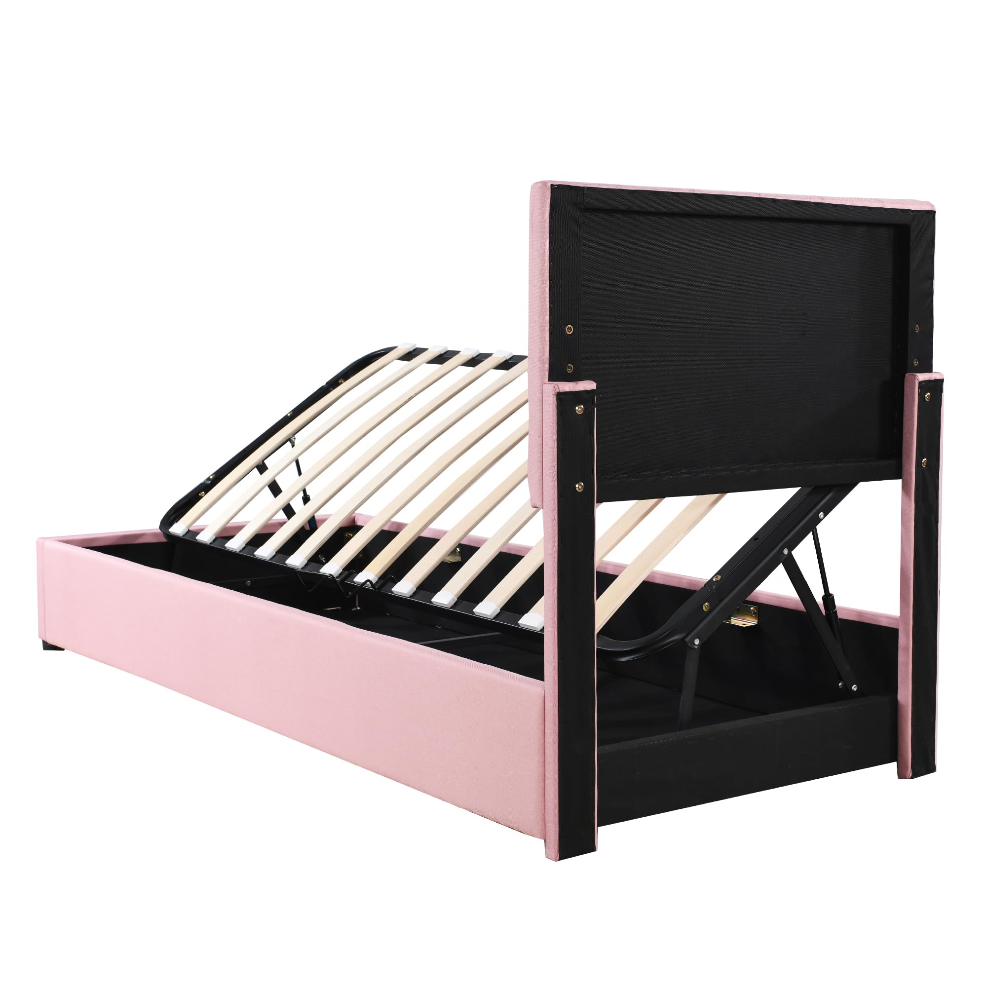 Lexiou Lettino imbottito per bambini, 90 x 200 cm, letto idraulico in lino, delicato sulla pelle, colore: rosa, LDU00061-CL