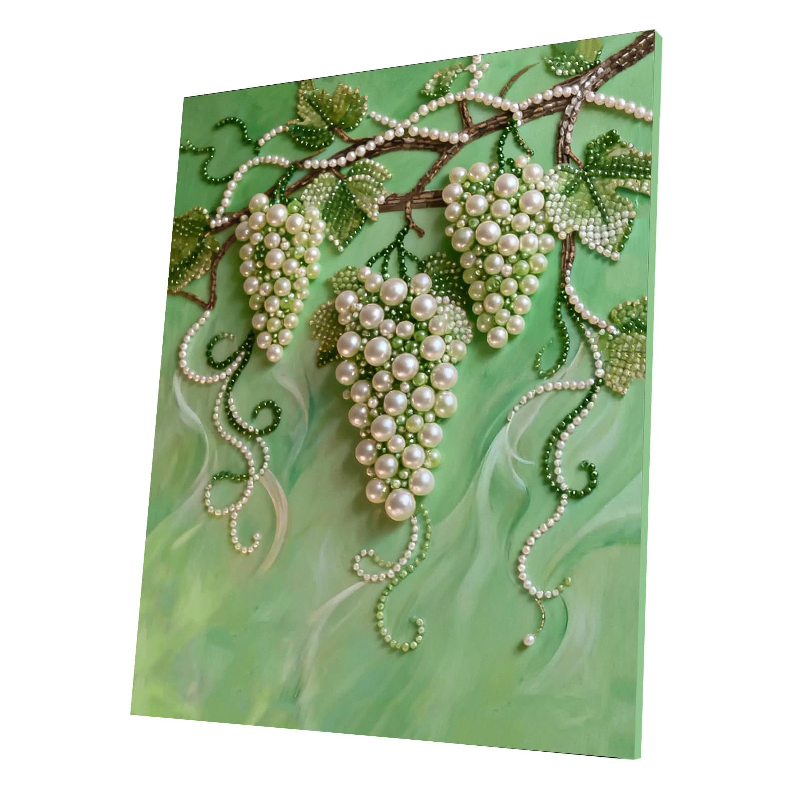 Pearl Painting Kit for Adults, Pearl Art - 3D DIY Diamond Art with Wooden Frame, Sparkling Gemstone Craft for Home Wall Decor, Beginner-Friendly Gift for Women(Grapes)(40 * 50cm)
