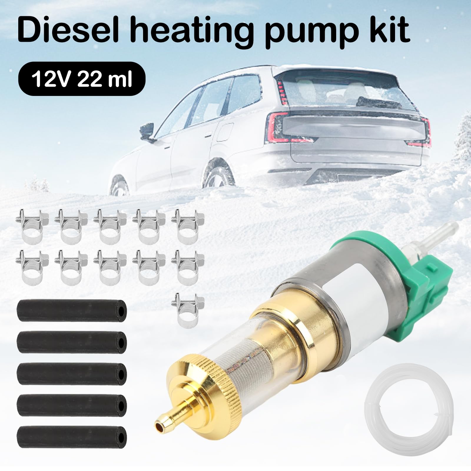 Pompe De Dosage Diesel 12V Pour Chauffage D'appoint (1-5 KW) - Volume 22 Cc - Double Filtre - En Cuivre - 4