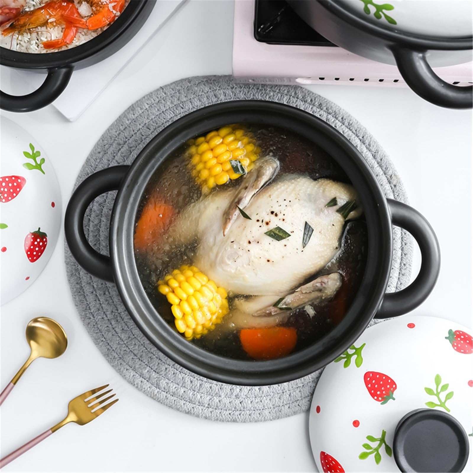 Keramik Tajine Topf Zum Kochen Premium Tagine Marokko Im Japanischen Stil Handbemalter Dekorativer Deckel, Zum Langsamen Schmoren Von Eintöpfen