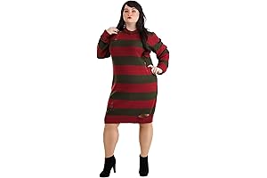 Freddy Krueger Costume Dress for Women, Spooky Striped Sweater Costume for Horror Enthusiasts