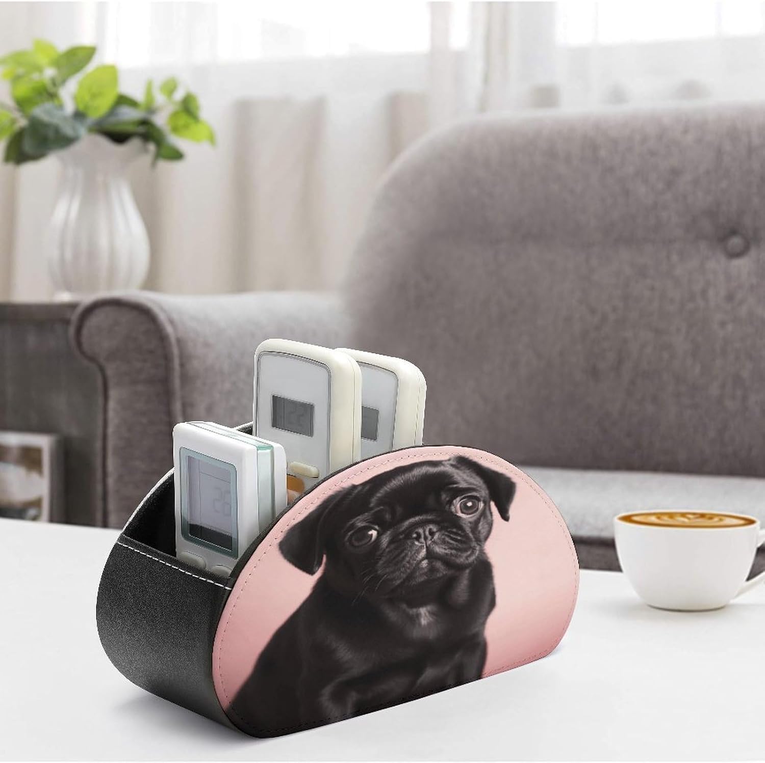 Cute Black Pug PU Leather Remote Control Holder image 4