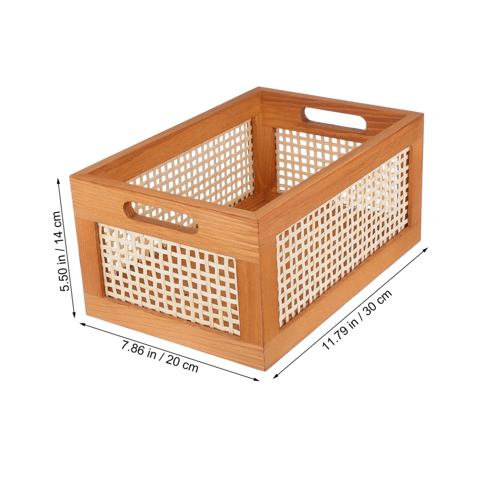 Scatola in Legno Intrecciato Rettangolare 30x20x14 Cm, Bambù | Contenitore Decorativo, Maneggevole e Robusto, per Cosmetici e Ordine Domestico, Stile Delicato