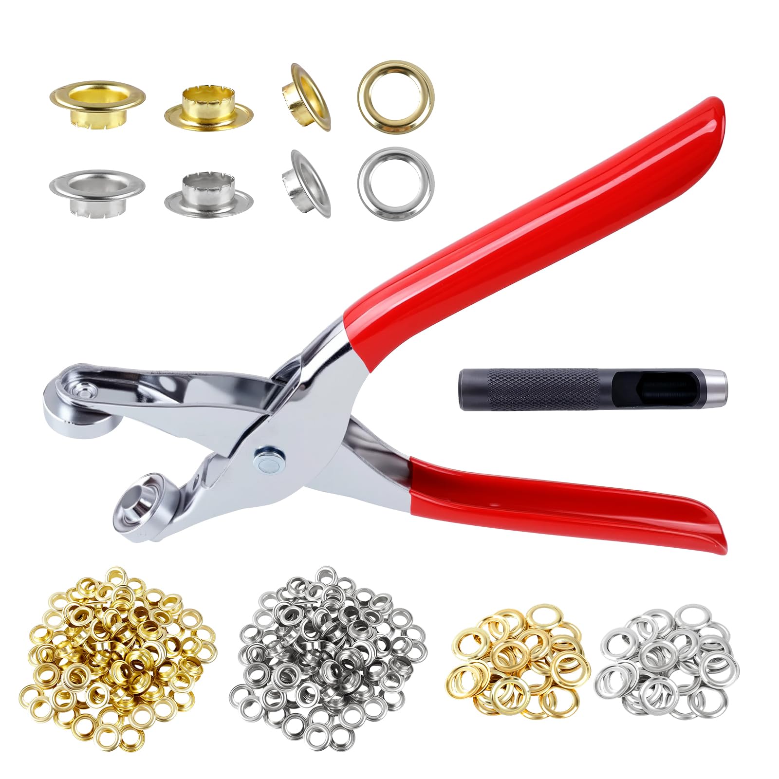 Kit de herramientas de ojales de 12 mm, 200 piezas con 200 ojales de metal y arandelas para tela, cuero, zapatos TS/DKQ-01