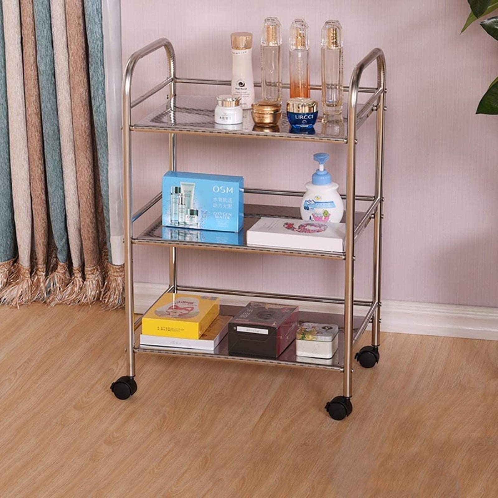 Útil Carrito médico Tool Carrito rodante para Equipos médicos de 3 Niveles, Carrito para salón de Belleza con Rueda de Freno Universal, Hospital/clínica Dental, Capacidad de