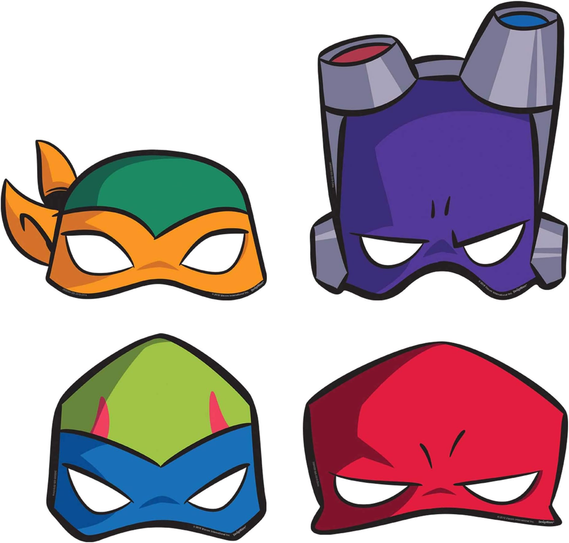 Amscan Rise Of The Teenage Mutant Ninja Turtles Paper Masks Set, Multi-Colour, 3600000, 8 Pcs