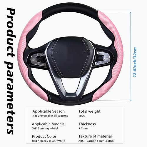 Vista 57 de WOCOCN 2 fundas para volante de automóvil, protector antideslizante de fibra de carbono para hombres y mujeres, múltiples opciones de color, Beige