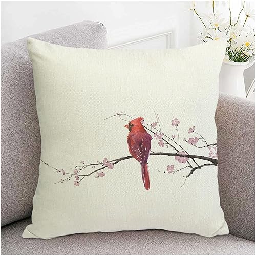 Miniatura 8 de Fundas de almohada decorativas de lino de 18 x 18 pulgadas con diseño de pájaros en el árbol, funda de cojín para decoración de granja