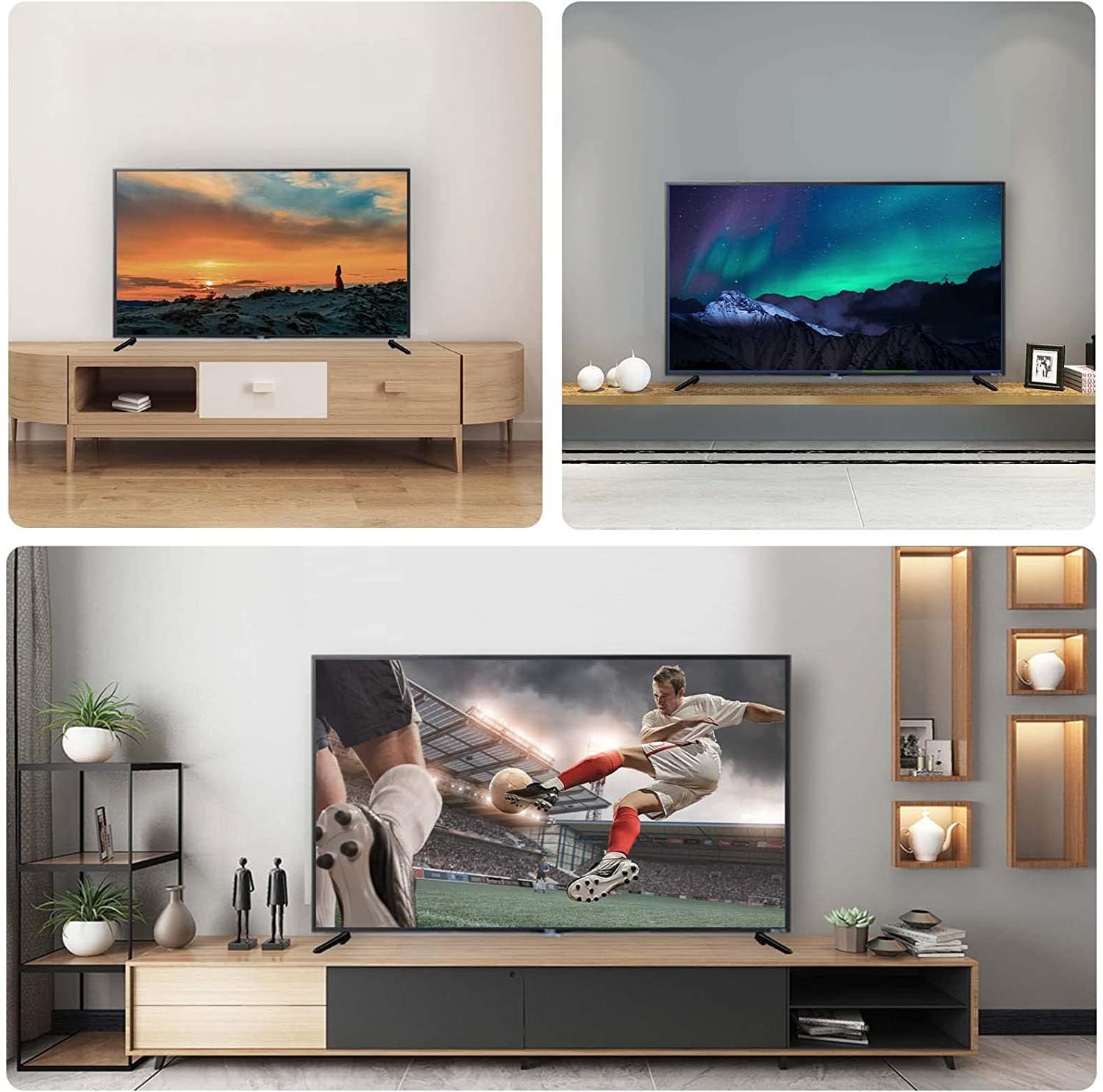 Uniwersalny stojak pod telewizor kompatybilny z większością 32-55 cali TCL Roku TV, czarny stojak na blat ze śrubami, łatwe w instalacji wymienne nogi
