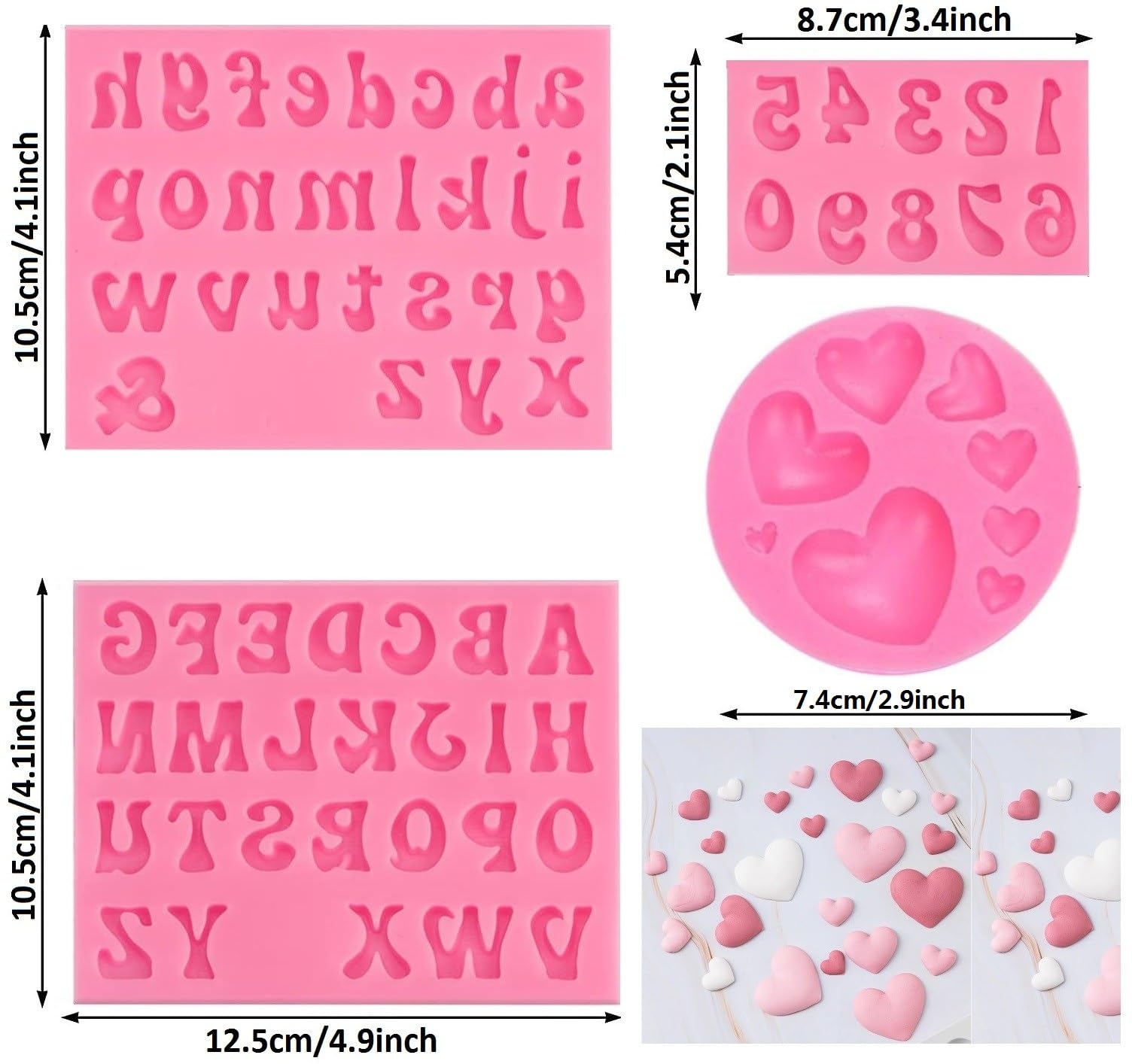 4 moldes de letras para fresas cubiertas de chocolate, molde de silicona en mayúsculas y minúsculas para hacer dulces, galletas de gomitas, bandeja de cubitos de hielo, decoraciones de pasteles 2