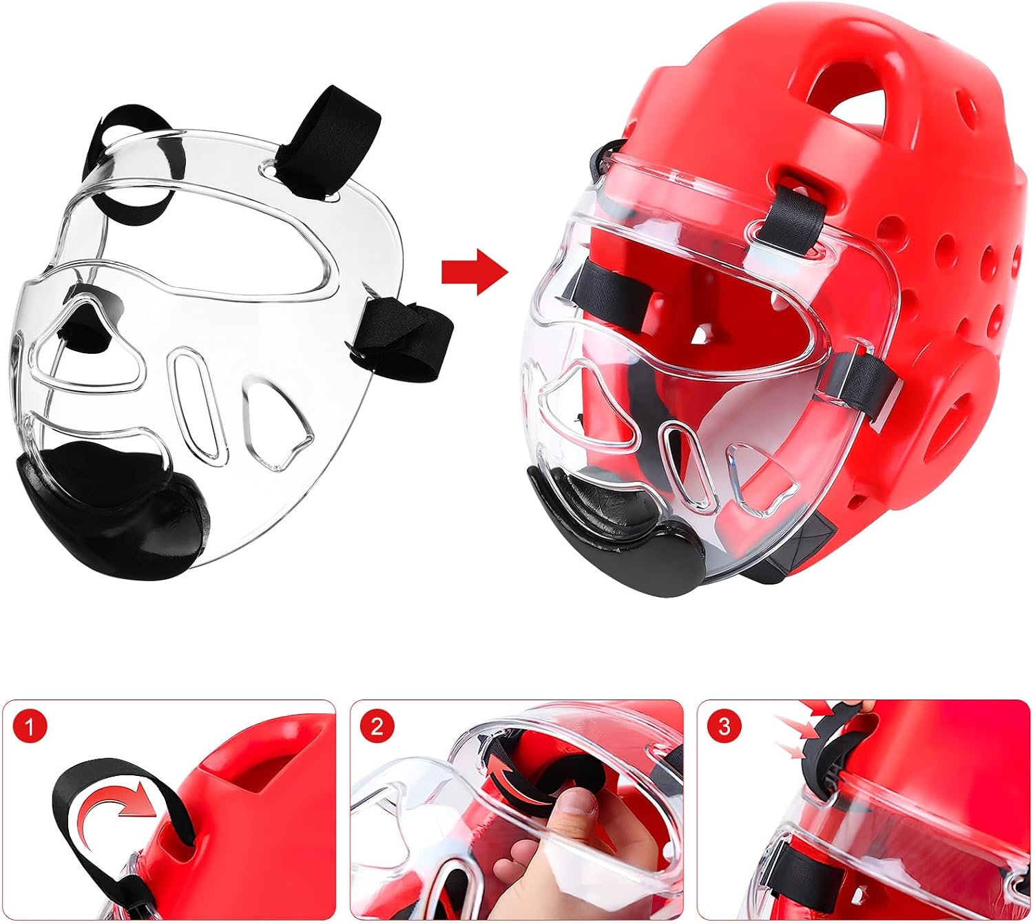 Toddmomy Boxing Detachable Taekwondo Sports Face Cover Sparring Guard Protective for Martial Arts Training Kids and Adults