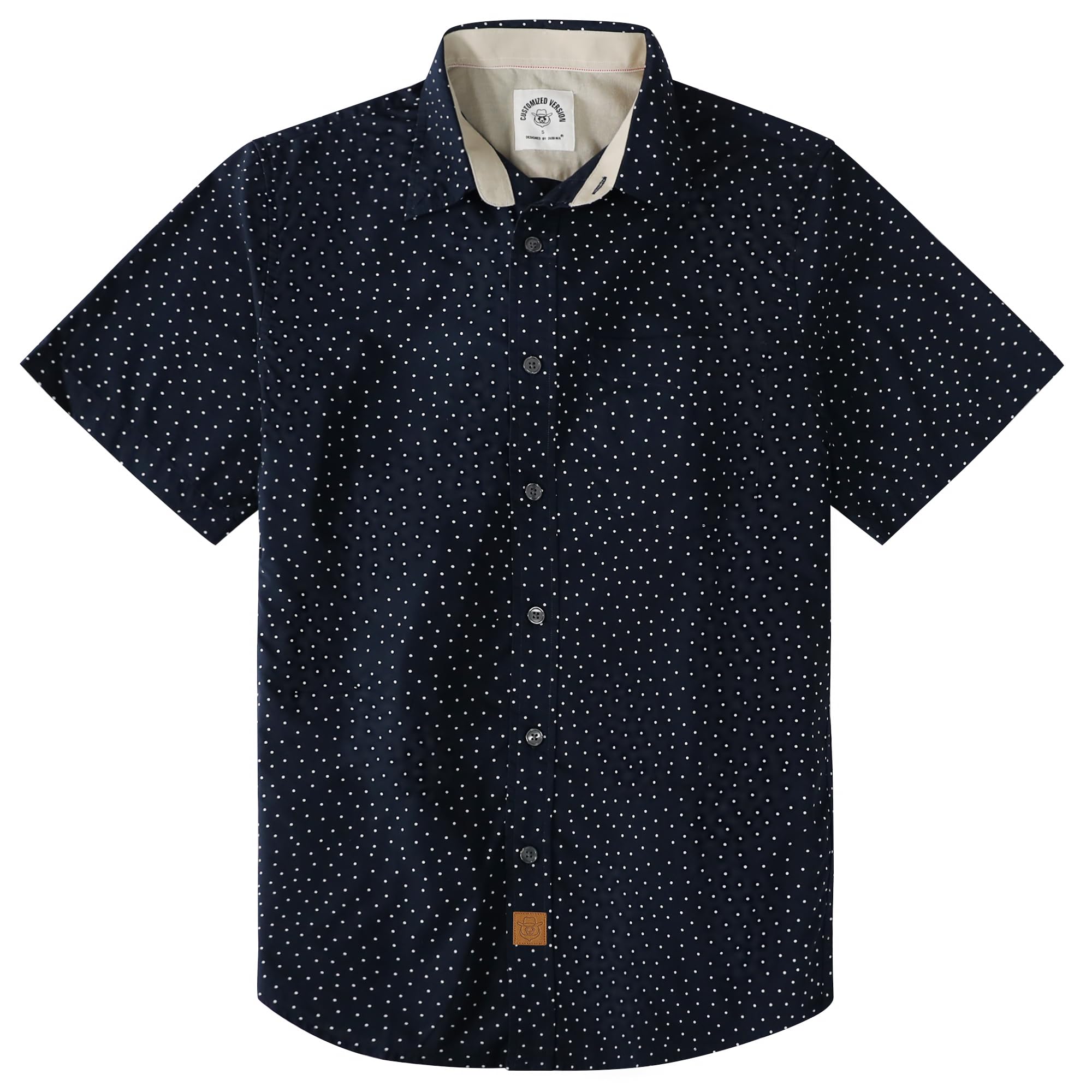 Dubinik® Mens Short Sleeve Button Down Shirts 100% Cotton Plaid Men's Casual Button-Down Shirts with Pocket